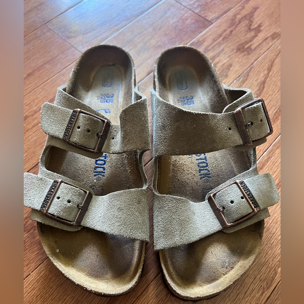 Birkenstock Tan Sandals Classic Two-Strap Design